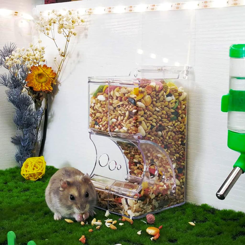 Qpets Hamster Food Feeder Transparent Acrylic Hamster Food Feeder for Cage with Screw Kits 300ml Pet Feeder Pet Food Bin Automatic Food Feeder for Hamsters, Guinea Pig, Ferrets, Hamsters, Hedgehogs Qpets Hamster Food Feeder Transparent Acrylic Hamster Food Feeder for Cage with Screw Kits 300ml Pet Feeder Pet Food Bin Automatic Food Feeder for Hamsters, Guinea Pig, Ferrets, Hamsters, Hedgehogs